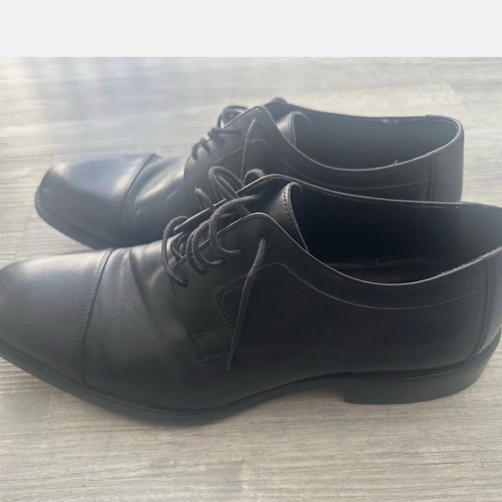 Johnston & Murphy J. Murphy Leather Cap Toe Oxfords Mens 12W Black Dress Shoes